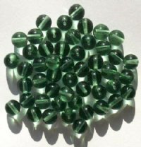 50 8mm Transparent Antique Green Round Glass Beads